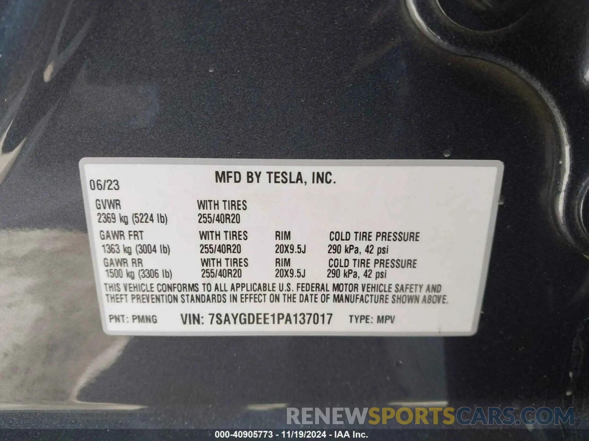 9 Photograph of a damaged car 7SAYGDEE1PA137017 TESLA MODEL Y 2023