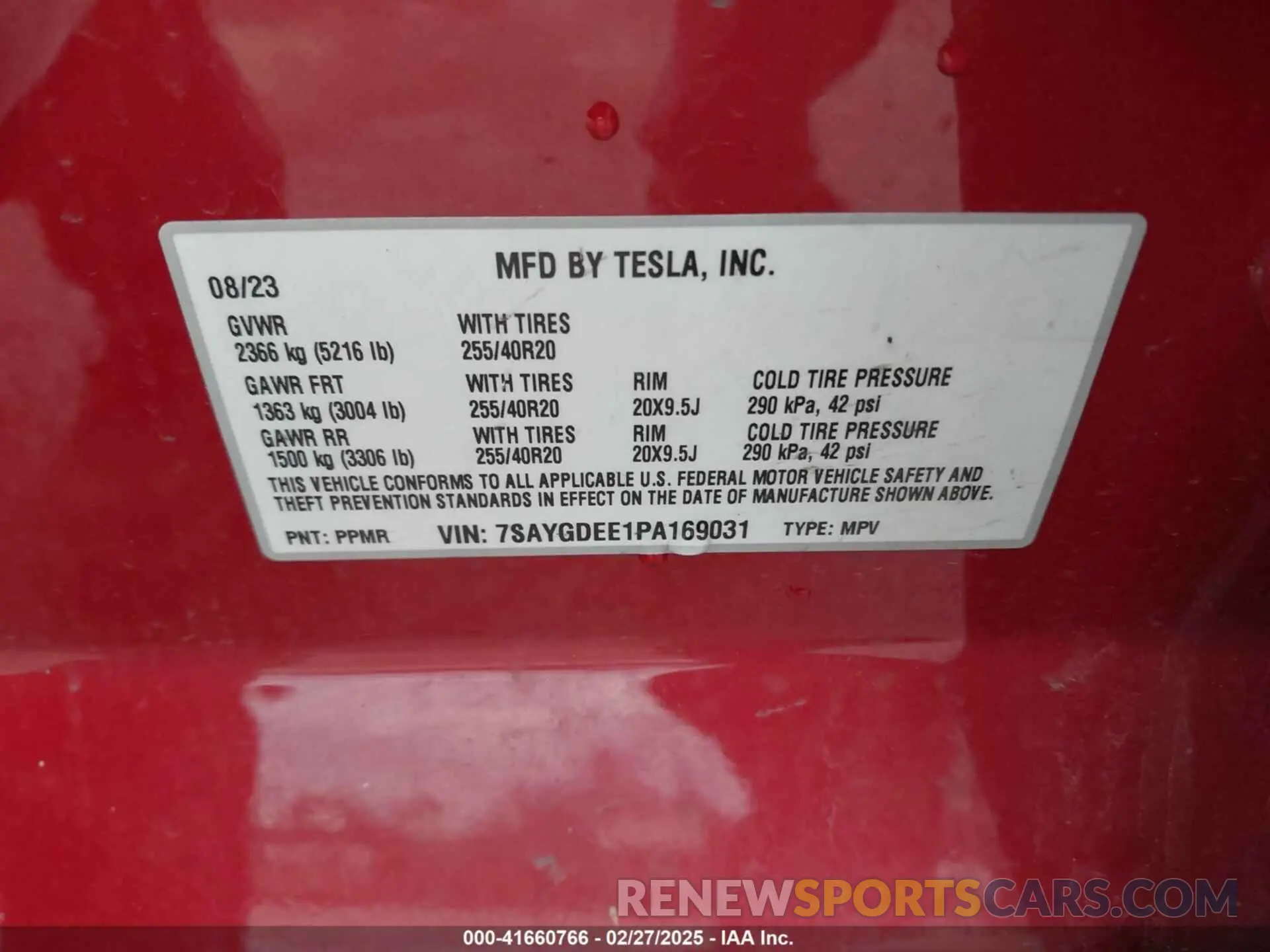 9 Photograph of a damaged car 7SAYGDEE1PA169031 TESLA MODEL Y 2023
