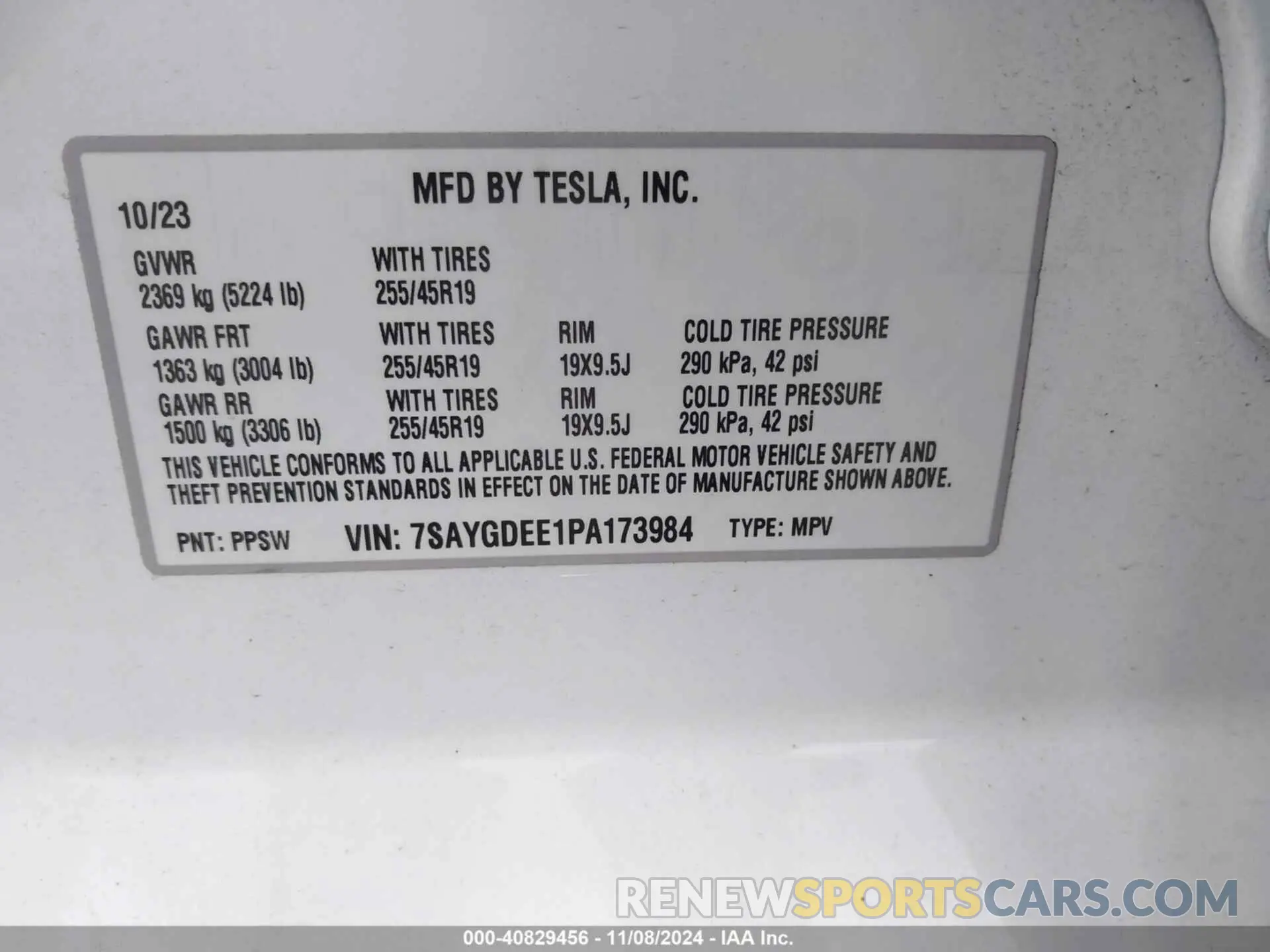 9 Photograph of a damaged car 7SAYGDEE1PA173984 TESLA MODEL Y 2023