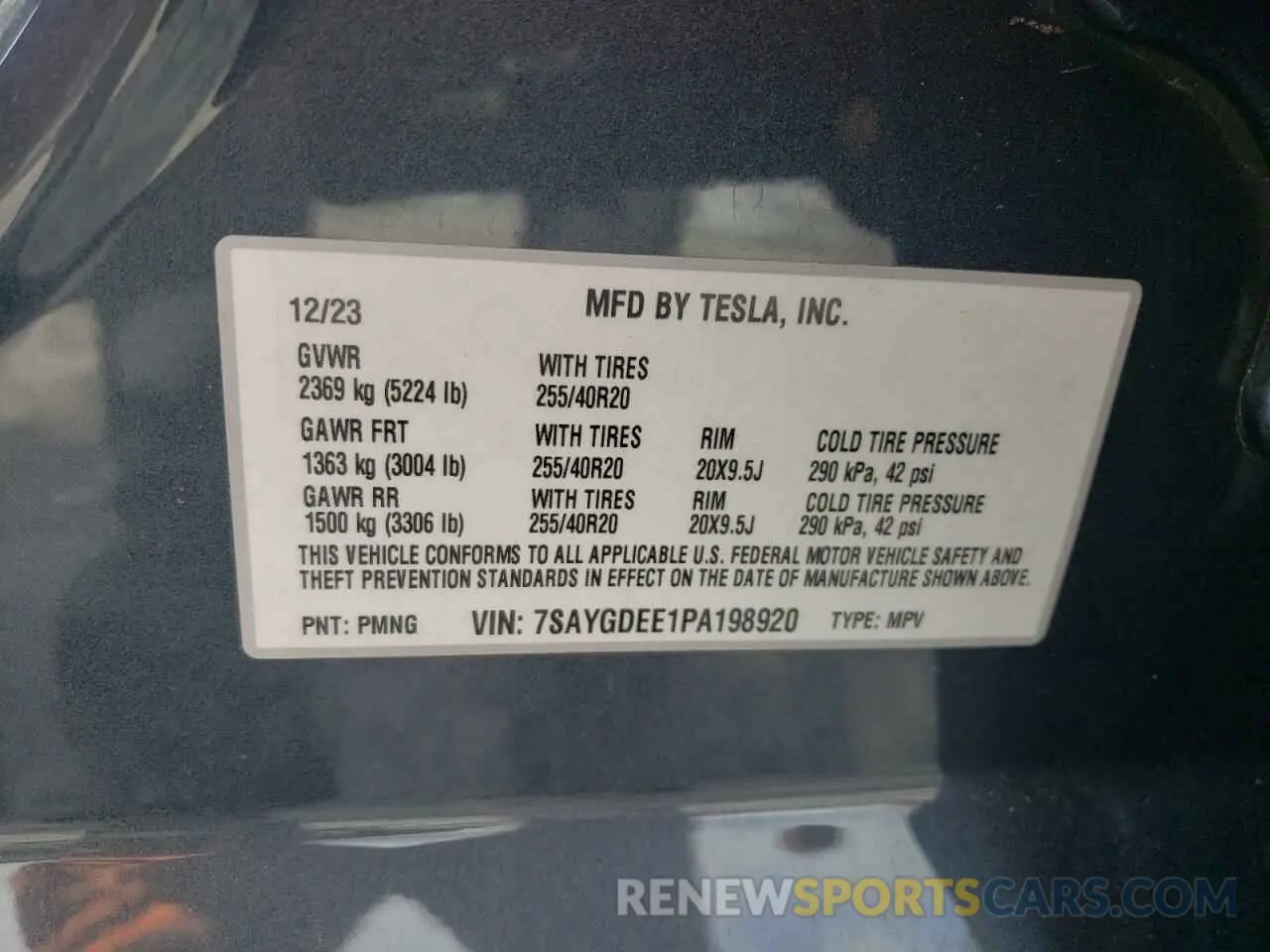 15 Photograph of a damaged car 7SAYGDEE1PA198920 TESLA MODEL Y 2023