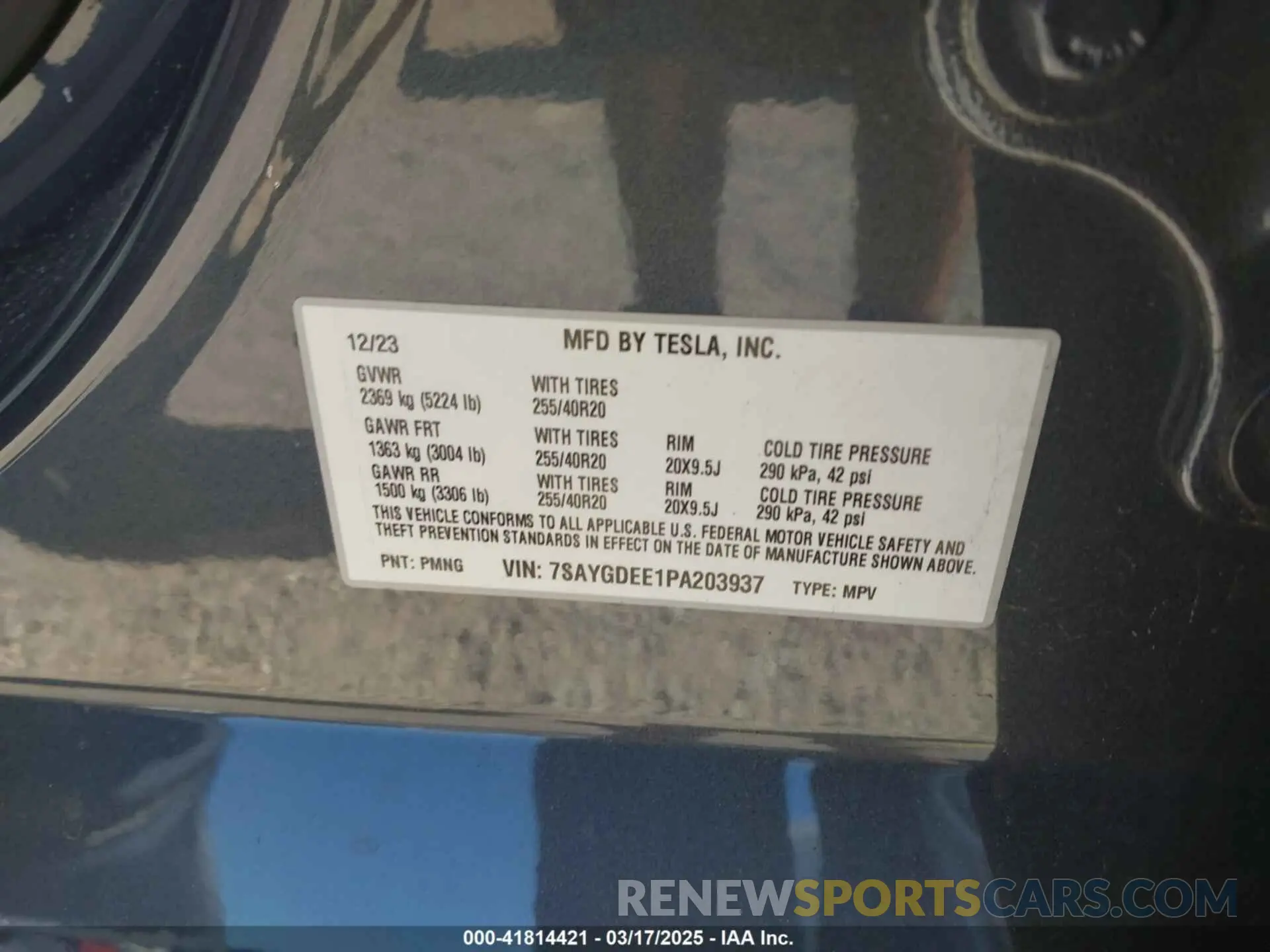 9 Photograph of a damaged car 7SAYGDEE1PA203937 TESLA MODEL Y 2023