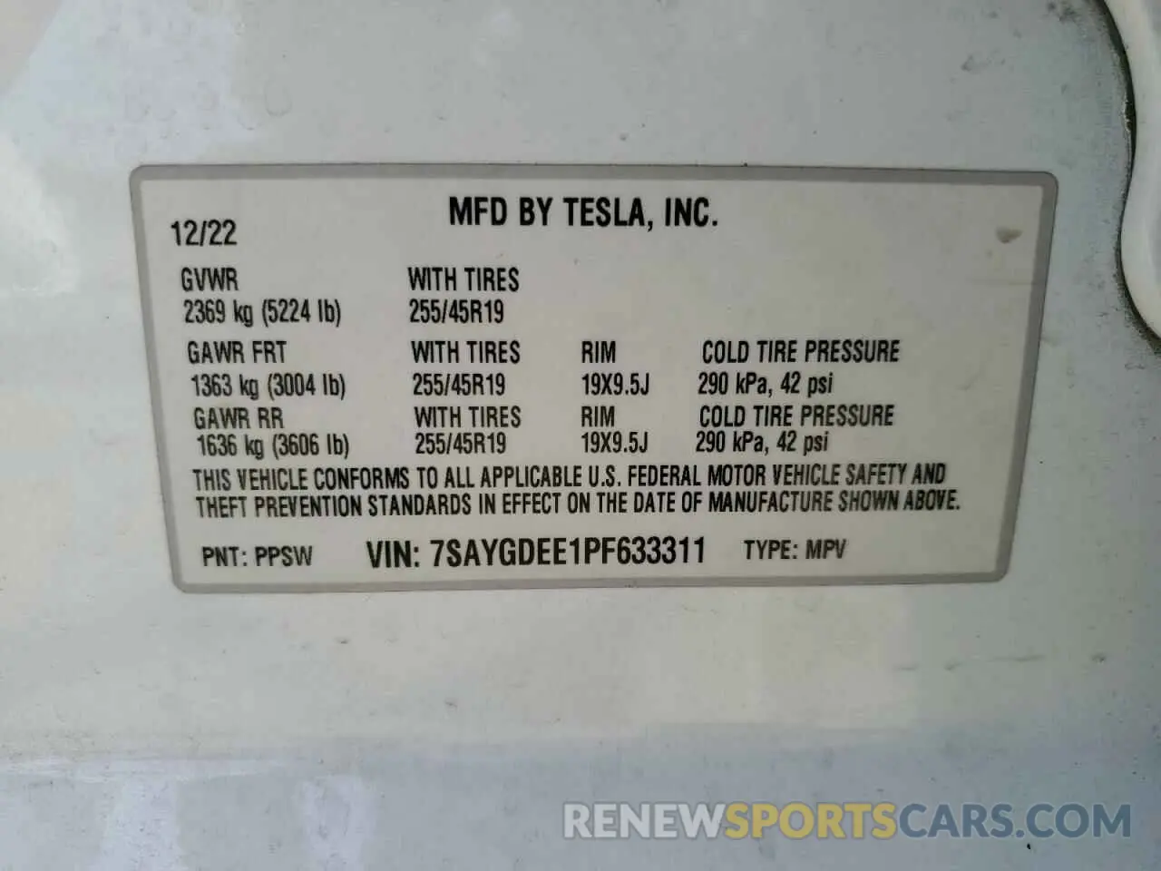 13 Photograph of a damaged car 7SAYGDEE1PF633311 TESLA MODEL Y 2023