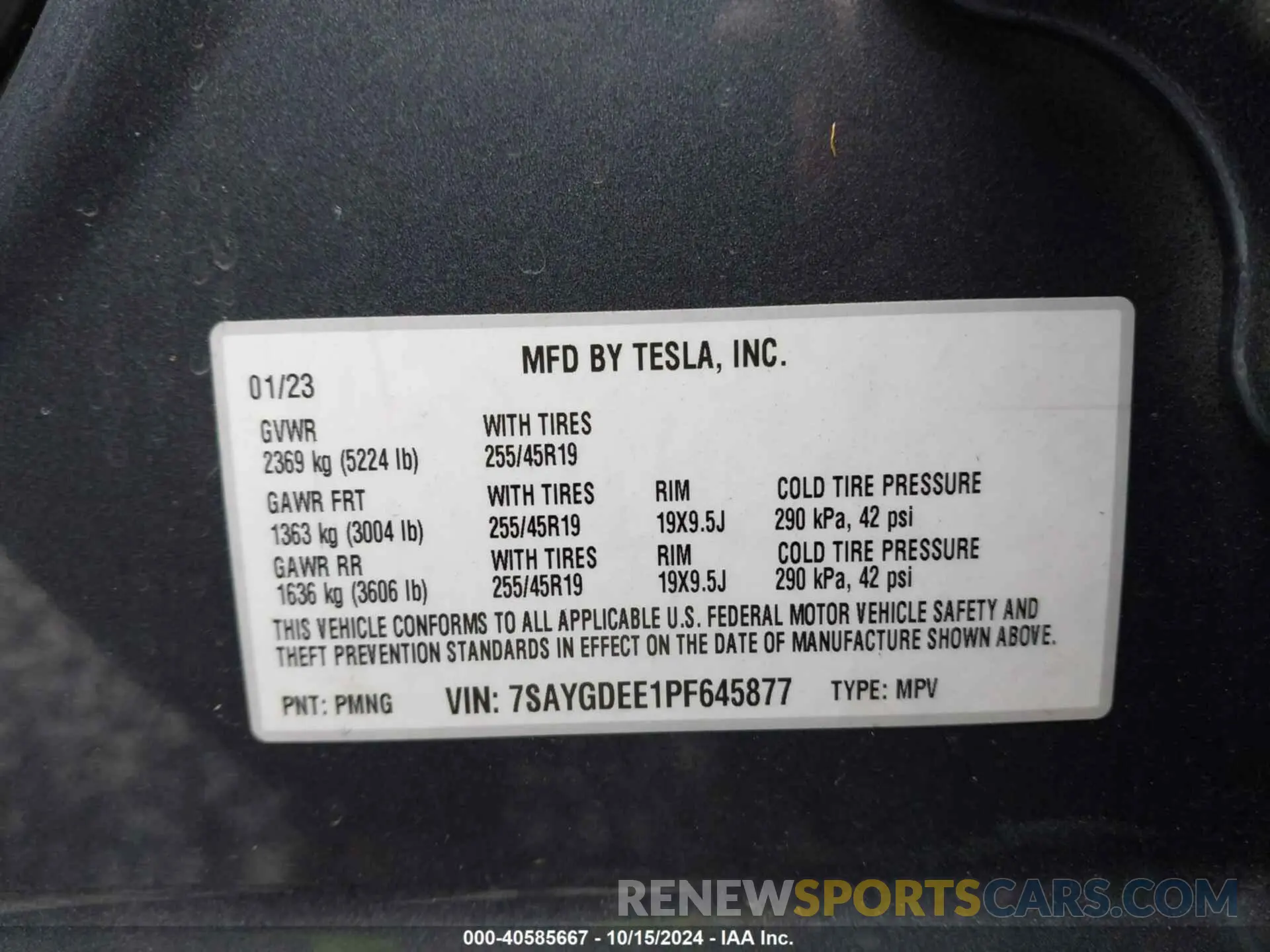 9 Photograph of a damaged car 7SAYGDEE1PF645877 TESLA MODEL Y 2023