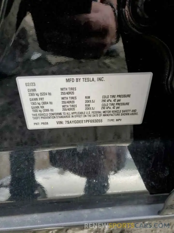 12 Photograph of a damaged car 7SAYGDEE1PF693055 TESLA MODEL Y 2023