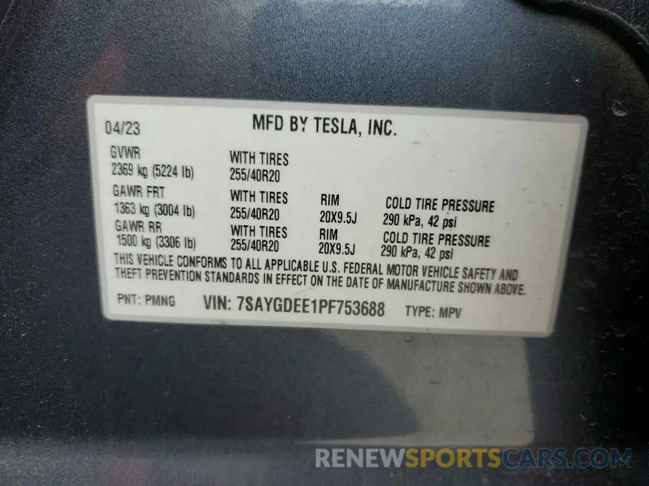 12 Photograph of a damaged car 7SAYGDEE1PF753688 TESLA MODEL Y 2023