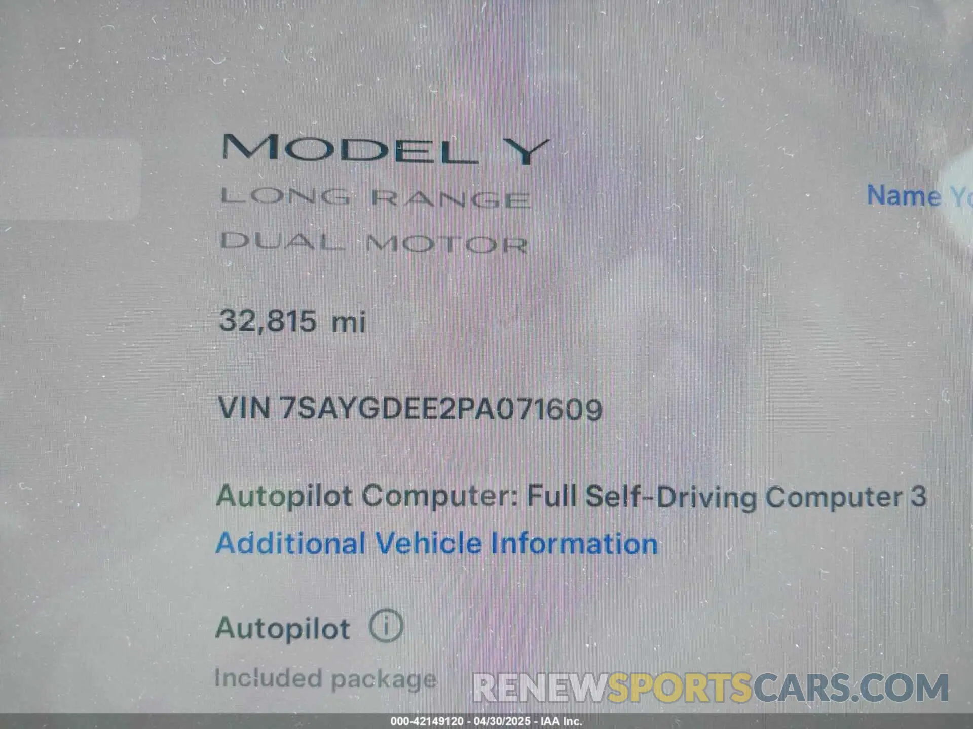 7 Photograph of a damaged car 7SAYGDEE2PA071609 TESLA MODEL Y 2023