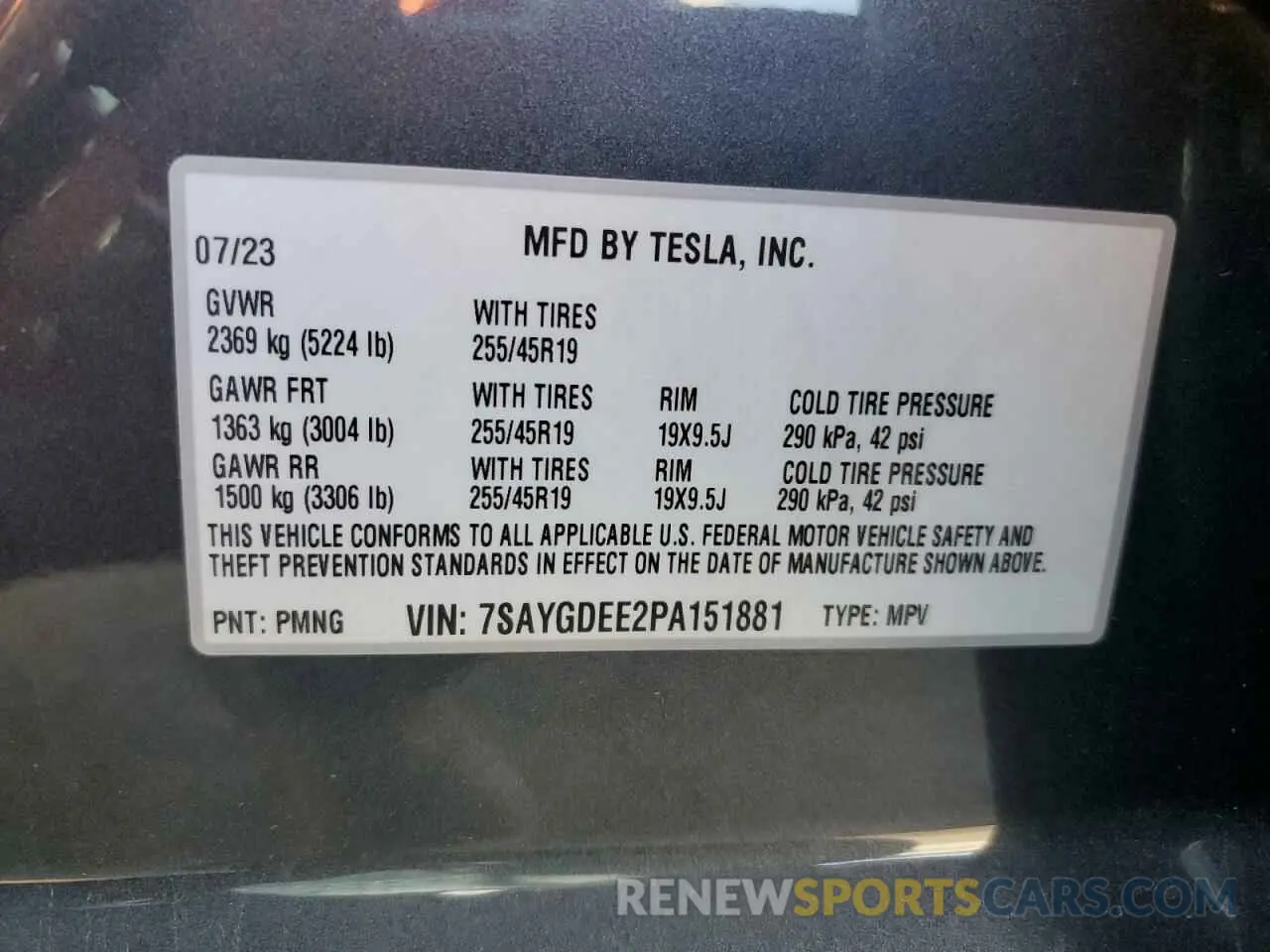 13 Photograph of a damaged car 7SAYGDEE2PA151881 TESLA MODEL Y 2023
