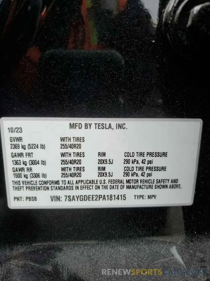13 Photograph of a damaged car 7SAYGDEE2PA181415 TESLA MODEL Y 2023