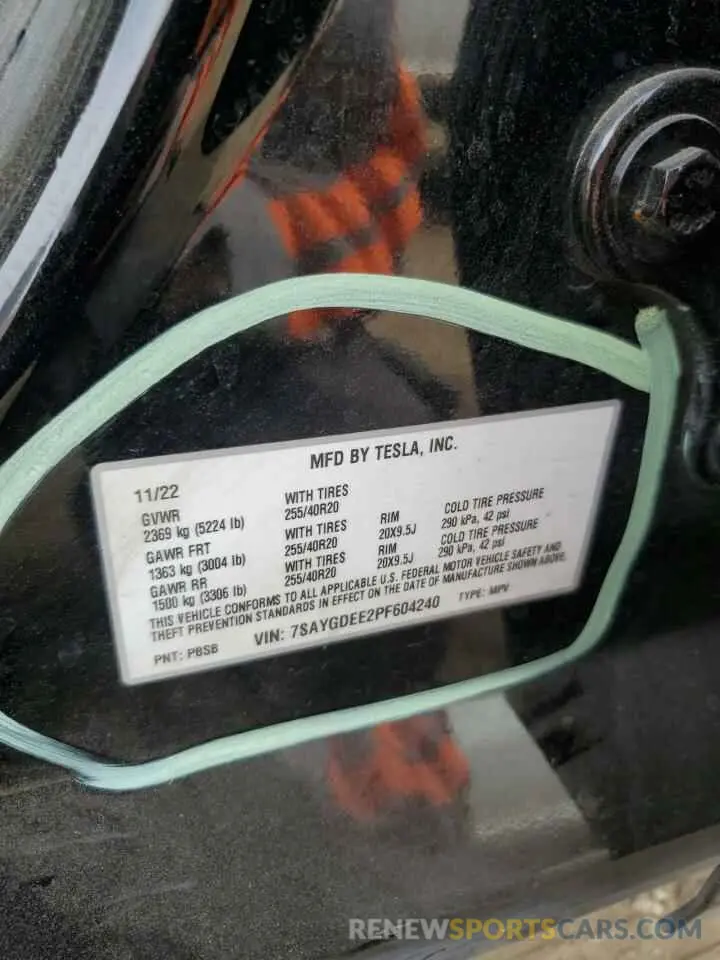 13 Photograph of a damaged car 7SAYGDEE2PF604240 TESLA MODEL Y 2023