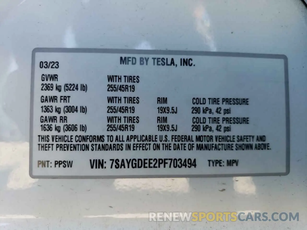 13 Photograph of a damaged car 7SAYGDEE2PF703494 TESLA MODEL Y 2023