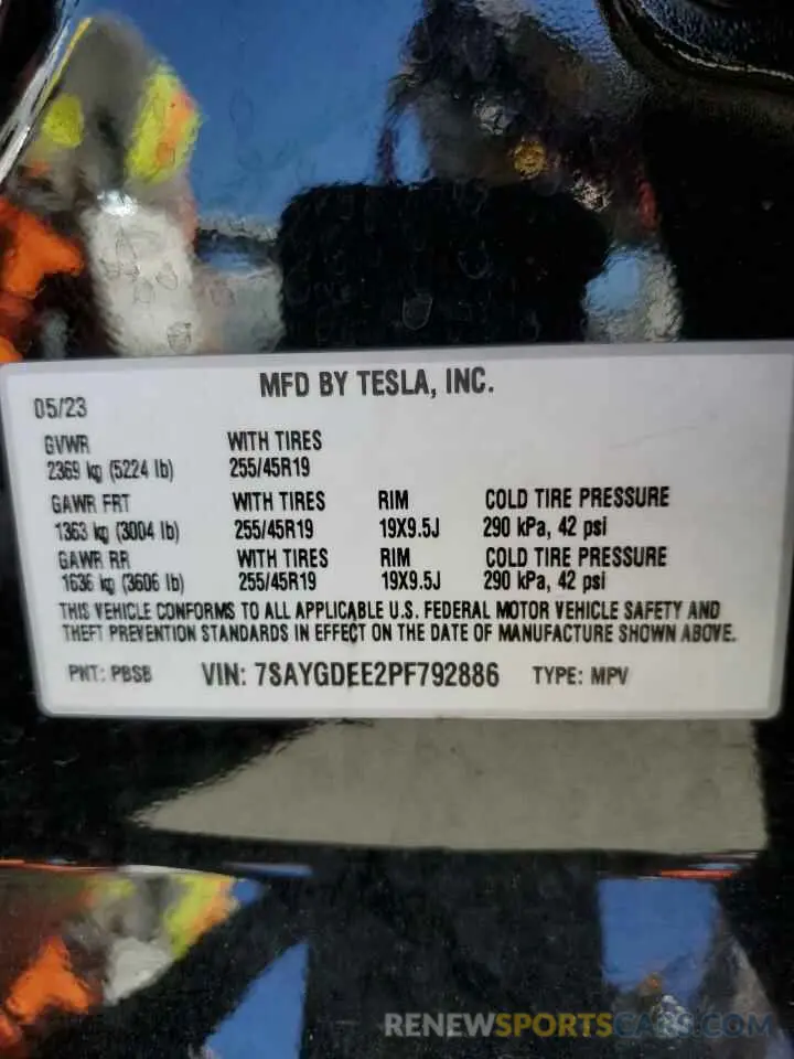 13 Photograph of a damaged car 7SAYGDEE2PF792886 TESLA MODEL Y 2023