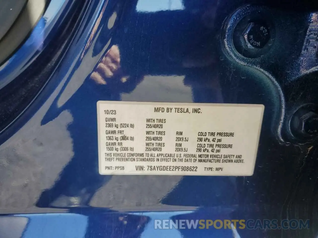 15 Photograph of a damaged car 7SAYGDEE2PF908622 TESLA MODEL Y 2023