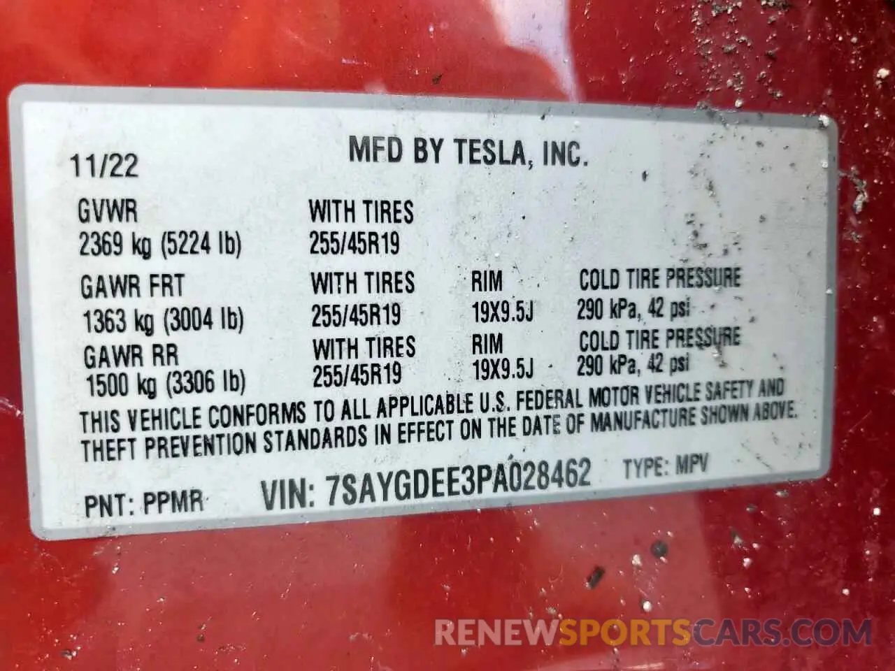13 Photograph of a damaged car 7SAYGDEE3PA028462 TESLA MODEL Y 2023