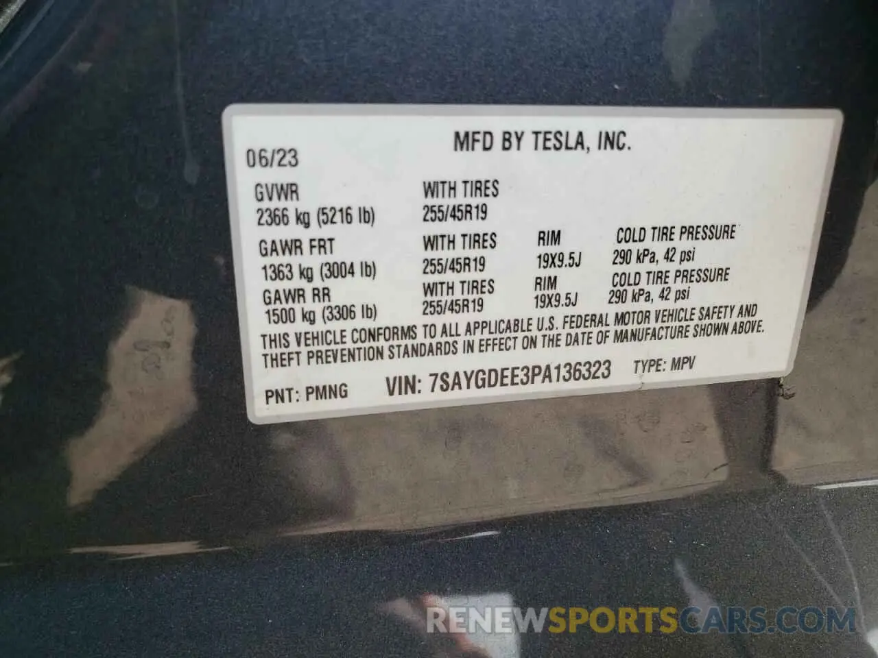 13 Photograph of a damaged car 7SAYGDEE3PA136323 TESLA MODEL Y 2023