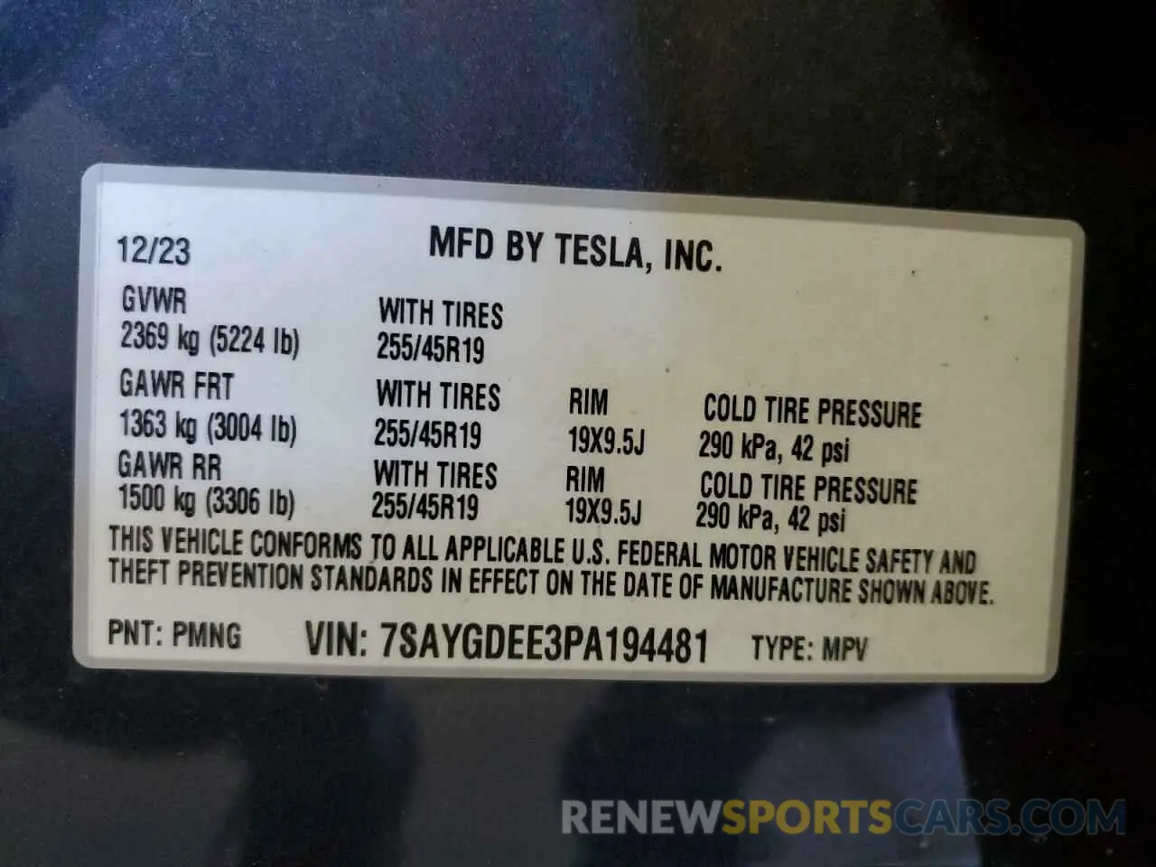 13 Photograph of a damaged car 7SAYGDEE3PA194481 TESLA MODEL Y 2023