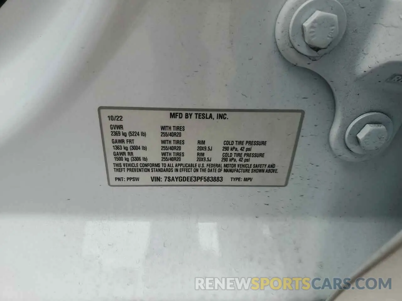 15 Photograph of a damaged car 7SAYGDEE3PF583883 TESLA MODEL Y 2023