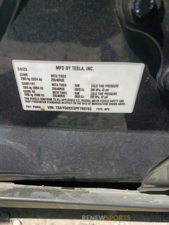 12 Photograph of a damaged car 7SAYGDEE3PF769763 TESLA MODEL Y 2023