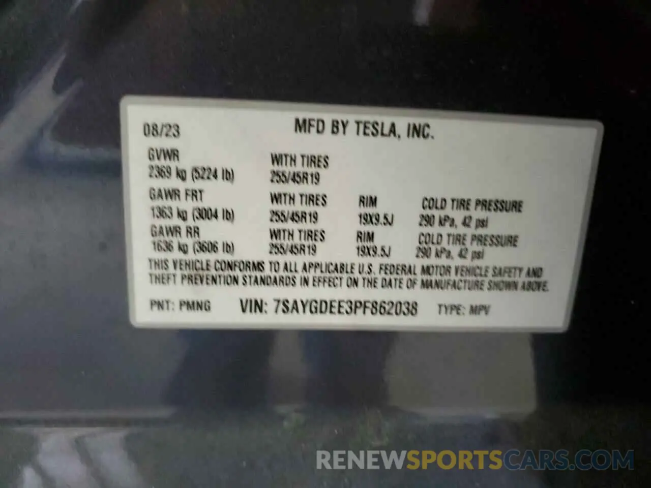 13 Photograph of a damaged car 7SAYGDEE3PF862038 TESLA MODEL Y 2023