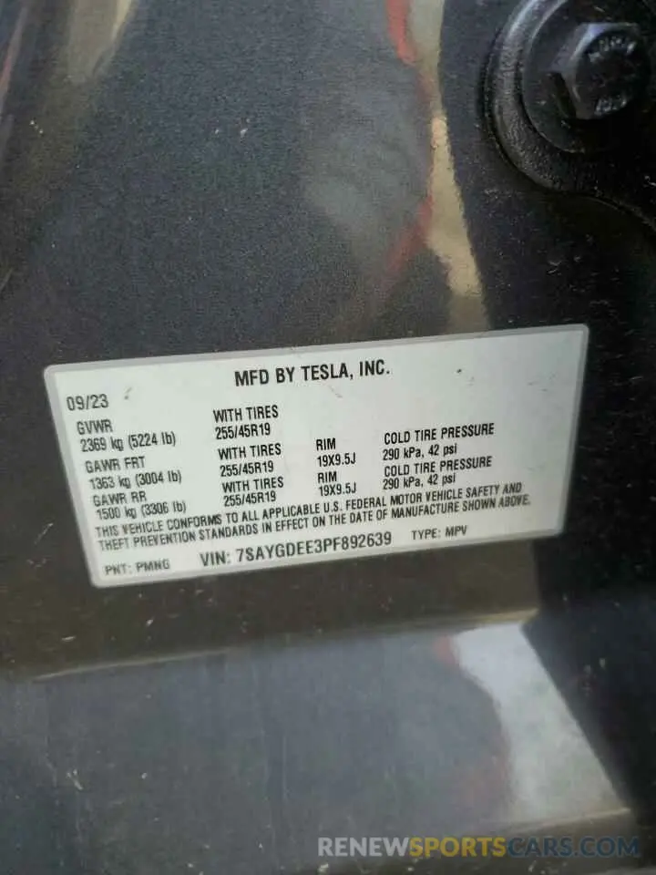 13 Photograph of a damaged car 7SAYGDEE3PF892639 TESLA MODEL Y 2023