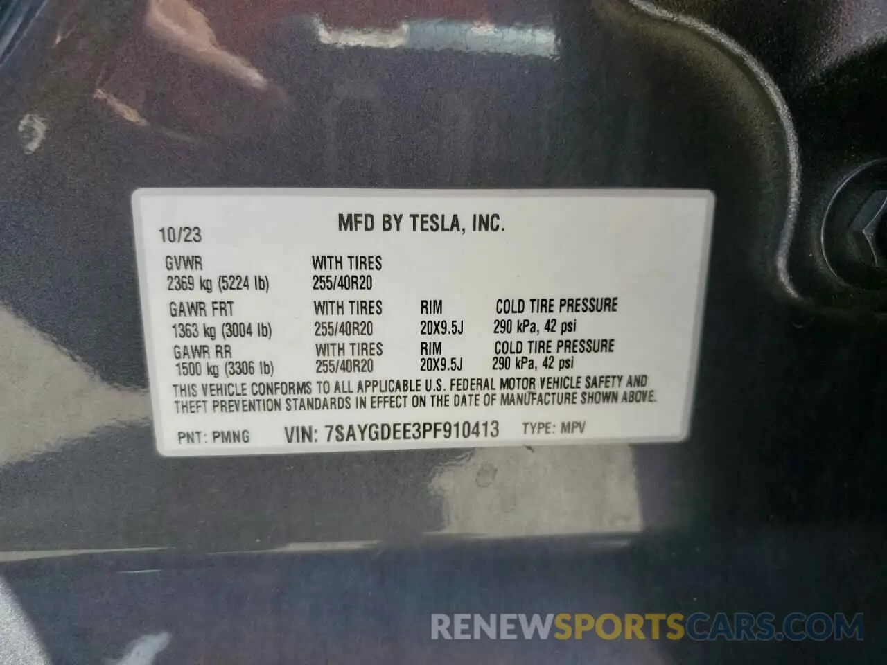 15 Photograph of a damaged car 7SAYGDEE3PF910413 TESLA MODEL Y 2023