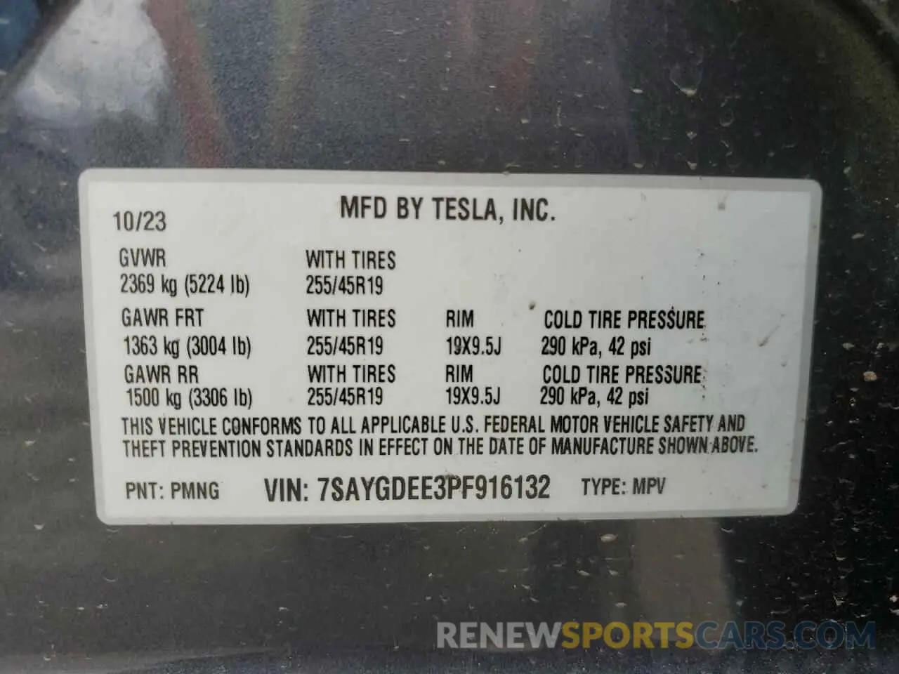 15 Photograph of a damaged car 7SAYGDEE3PF916132 TESLA MODEL Y 2023
