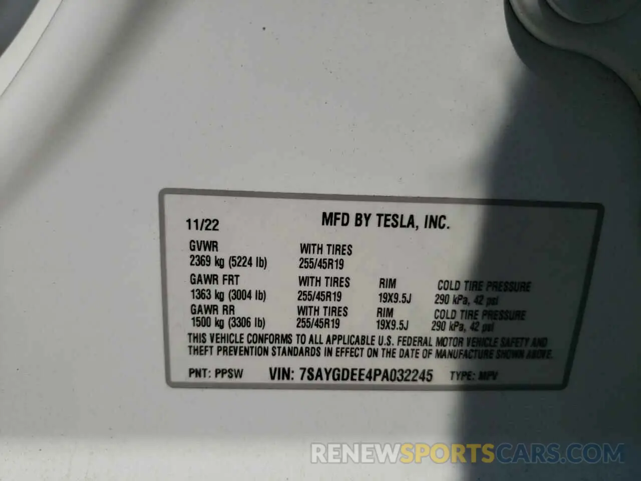 12 Photograph of a damaged car 7SAYGDEE4PA032245 TESLA MODEL Y 2023