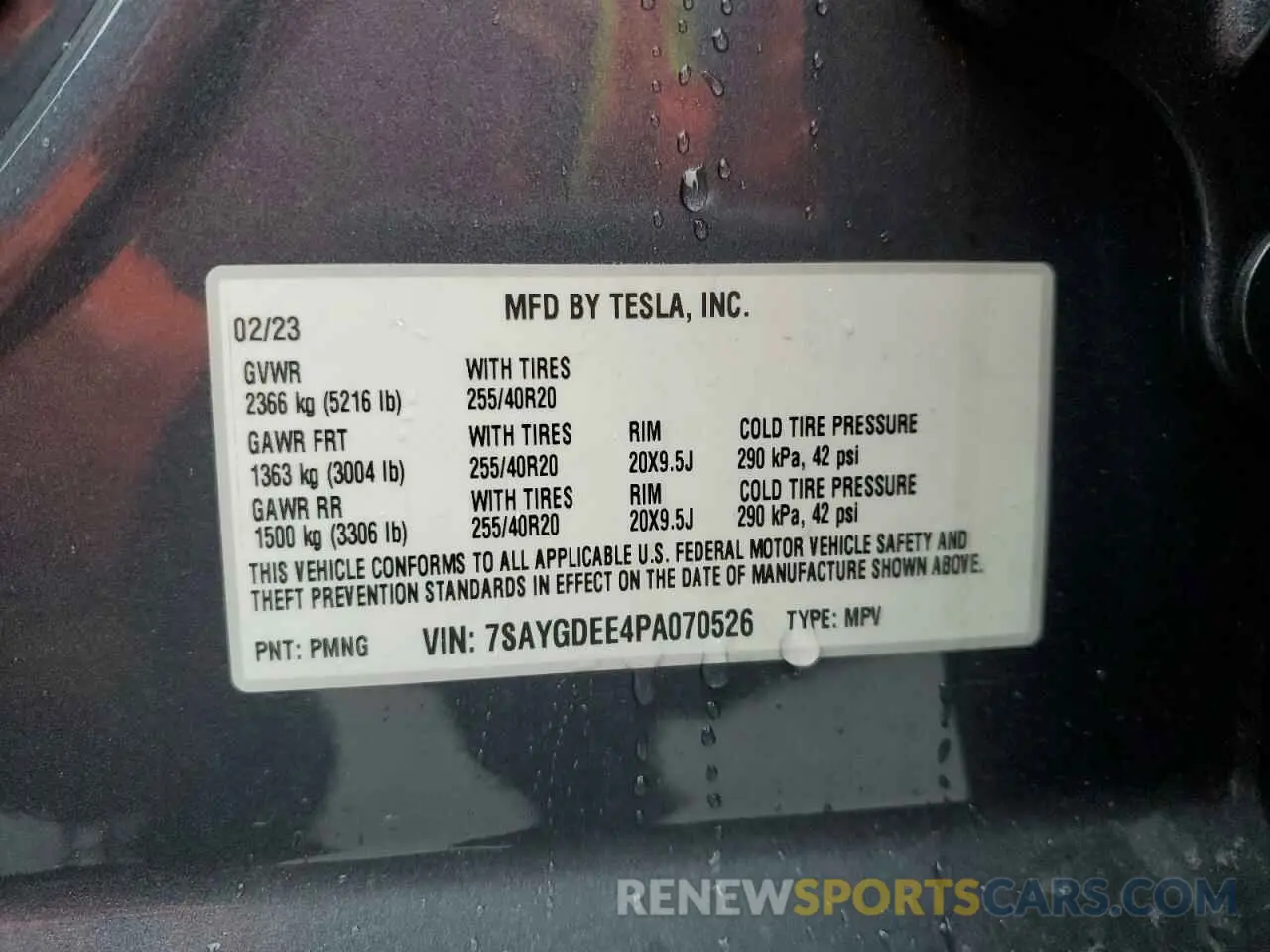 14 Photograph of a damaged car 7SAYGDEE4PA070526 TESLA MODEL Y 2023