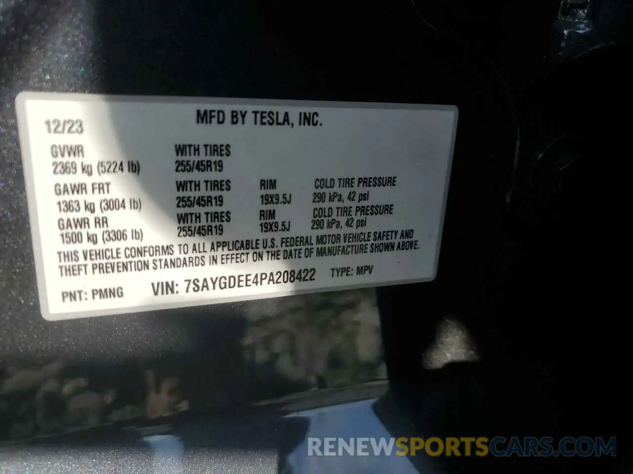 12 Photograph of a damaged car 7SAYGDEE4PA208422 TESLA MODEL Y 2023