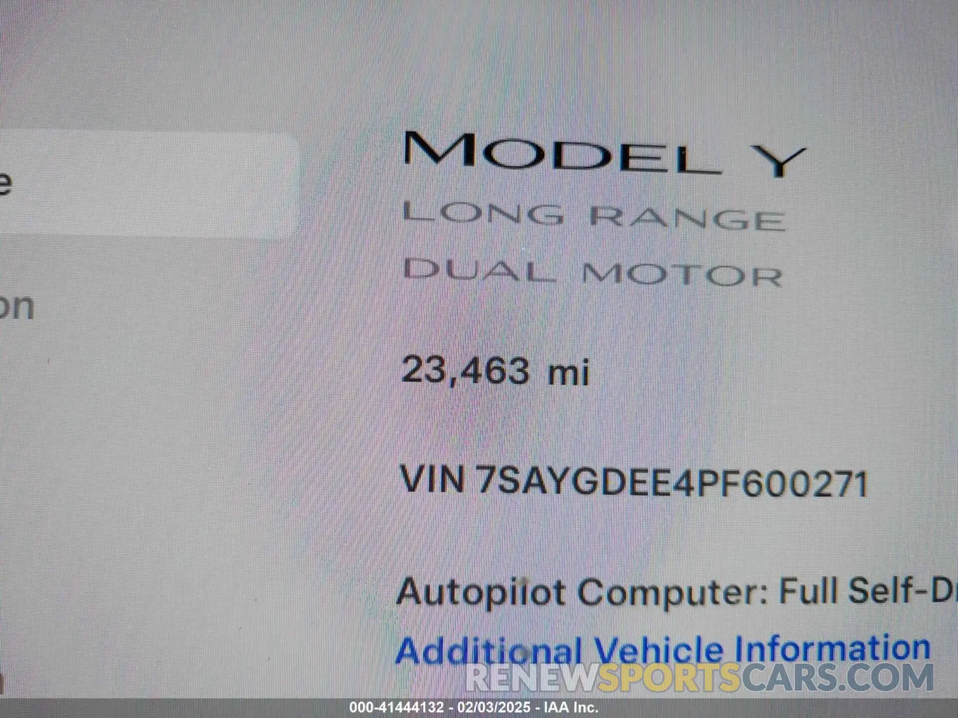 15 Photograph of a damaged car 7SAYGDEE4PF600271 TESLA MODEL Y 2023