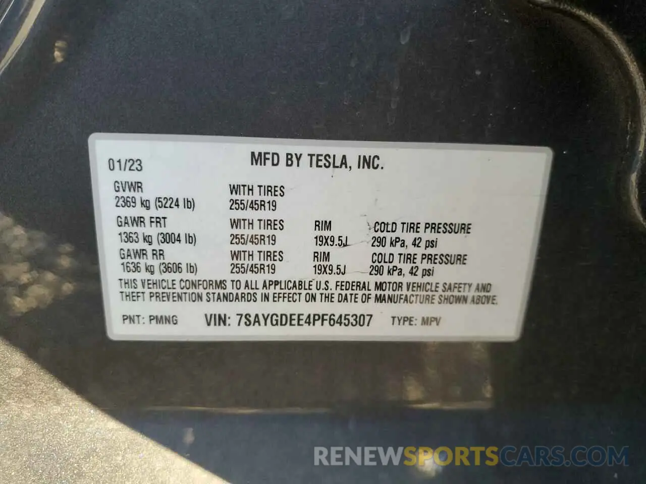 15 Photograph of a damaged car 7SAYGDEE4PF645307 TESLA MODEL Y 2023
