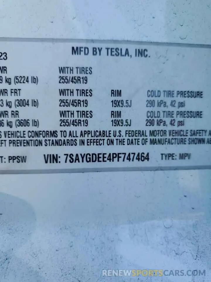 12 Photograph of a damaged car 7SAYGDEE4PF747464 TESLA MODEL Y 2023