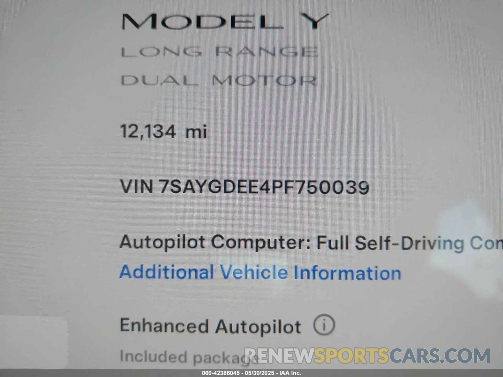 15 Photograph of a damaged car 7SAYGDEE4PF750039 TESLA MODEL Y 2023