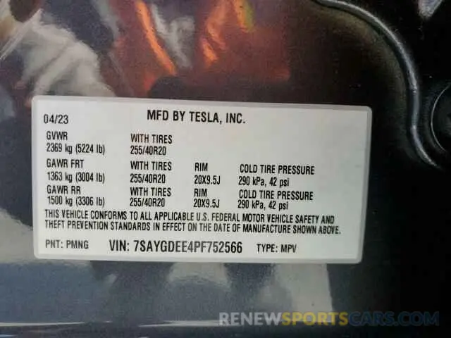 12 Photograph of a damaged car 7SAYGDEE4PF752566 TESLA MODEL Y 2023