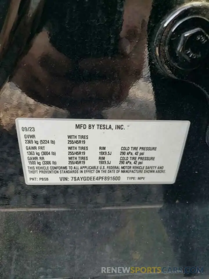 13 Photograph of a damaged car 7SAYGDEE4PF891600 TESLA MODEL Y 2023