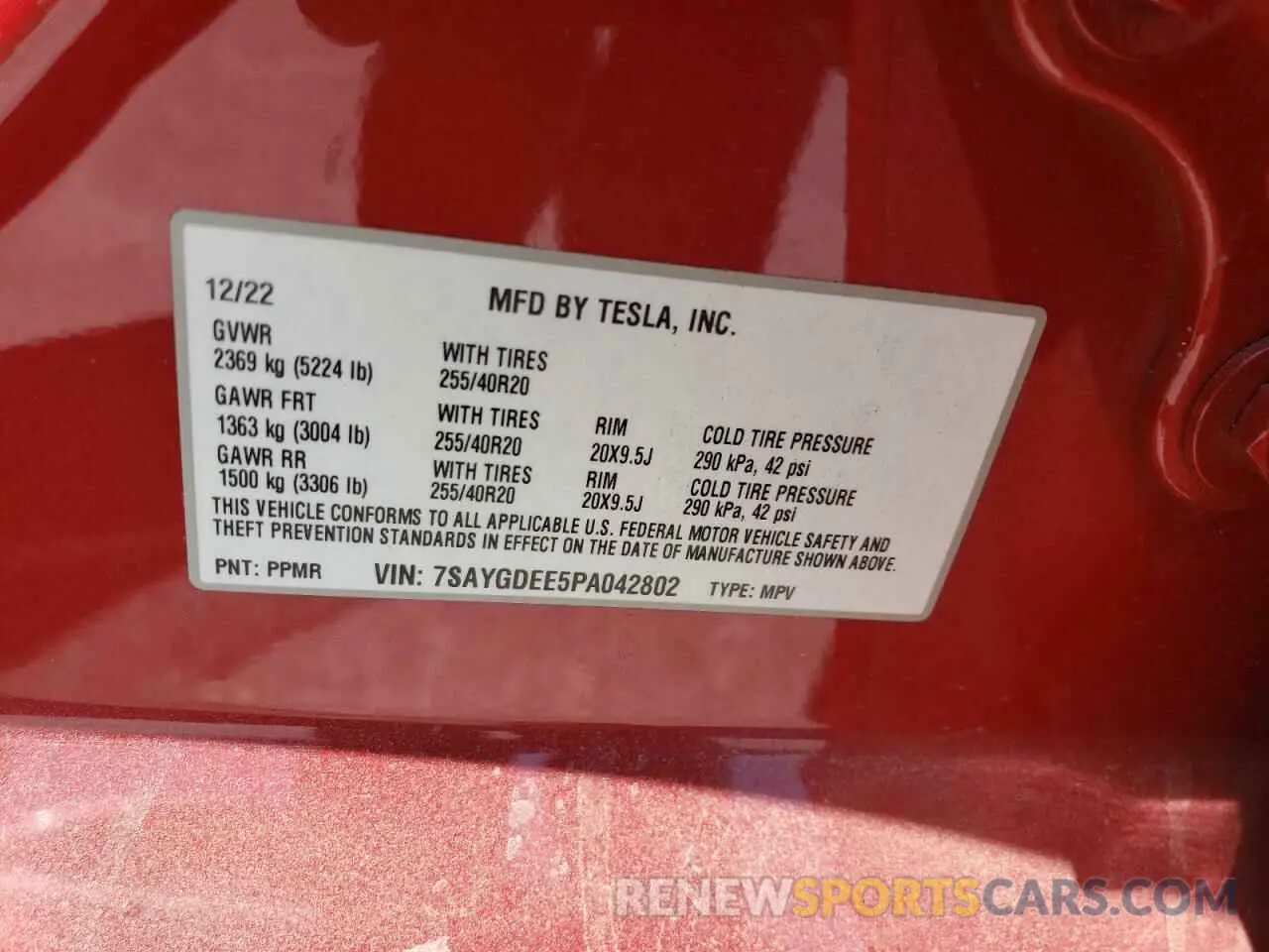 13 Photograph of a damaged car 7SAYGDEE5PA042802 TESLA MODEL Y 2023