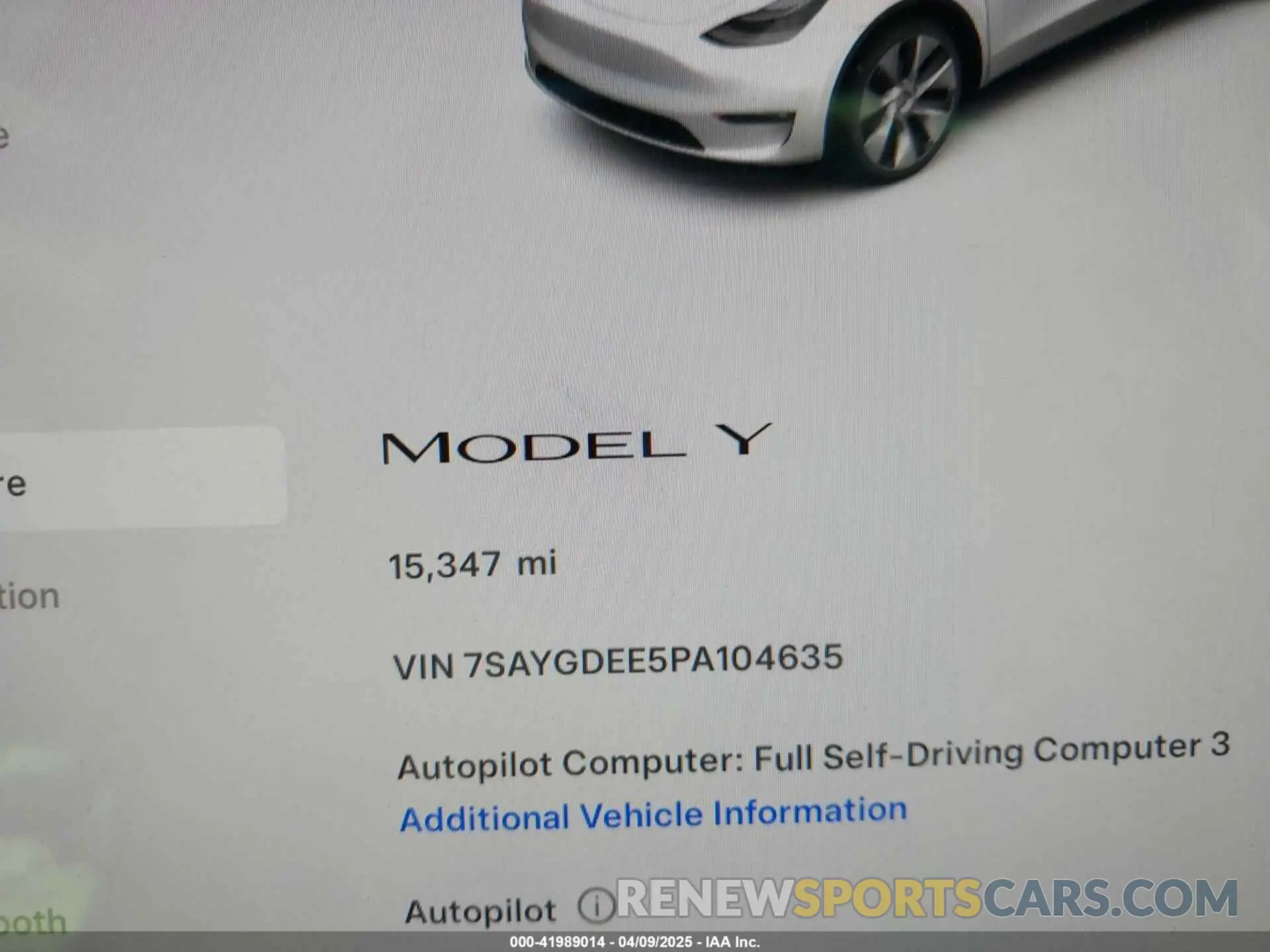 15 Photograph of a damaged car 7SAYGDEE5PA104635 TESLA MODEL Y 2023