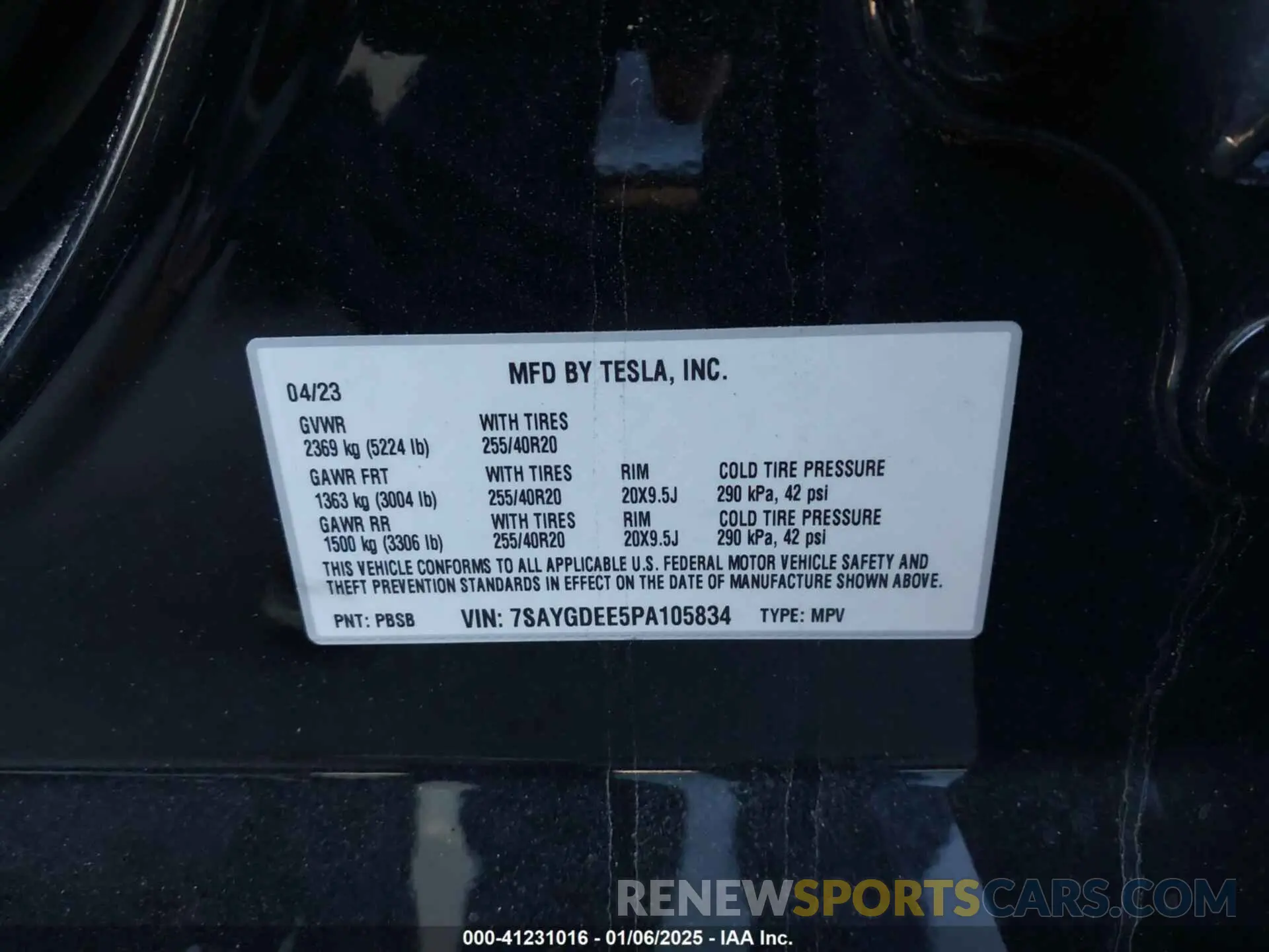 9 Photograph of a damaged car 7SAYGDEE5PA105834 TESLA MODEL Y 2023