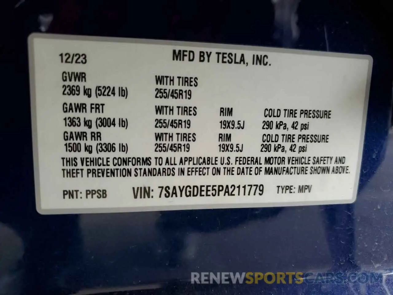 13 Photograph of a damaged car 7SAYGDEE5PA211779 TESLA MODEL Y 2023