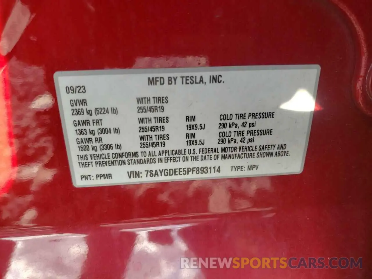 12 Photograph of a damaged car 7SAYGDEE5PF893114 TESLA MODEL Y 2023