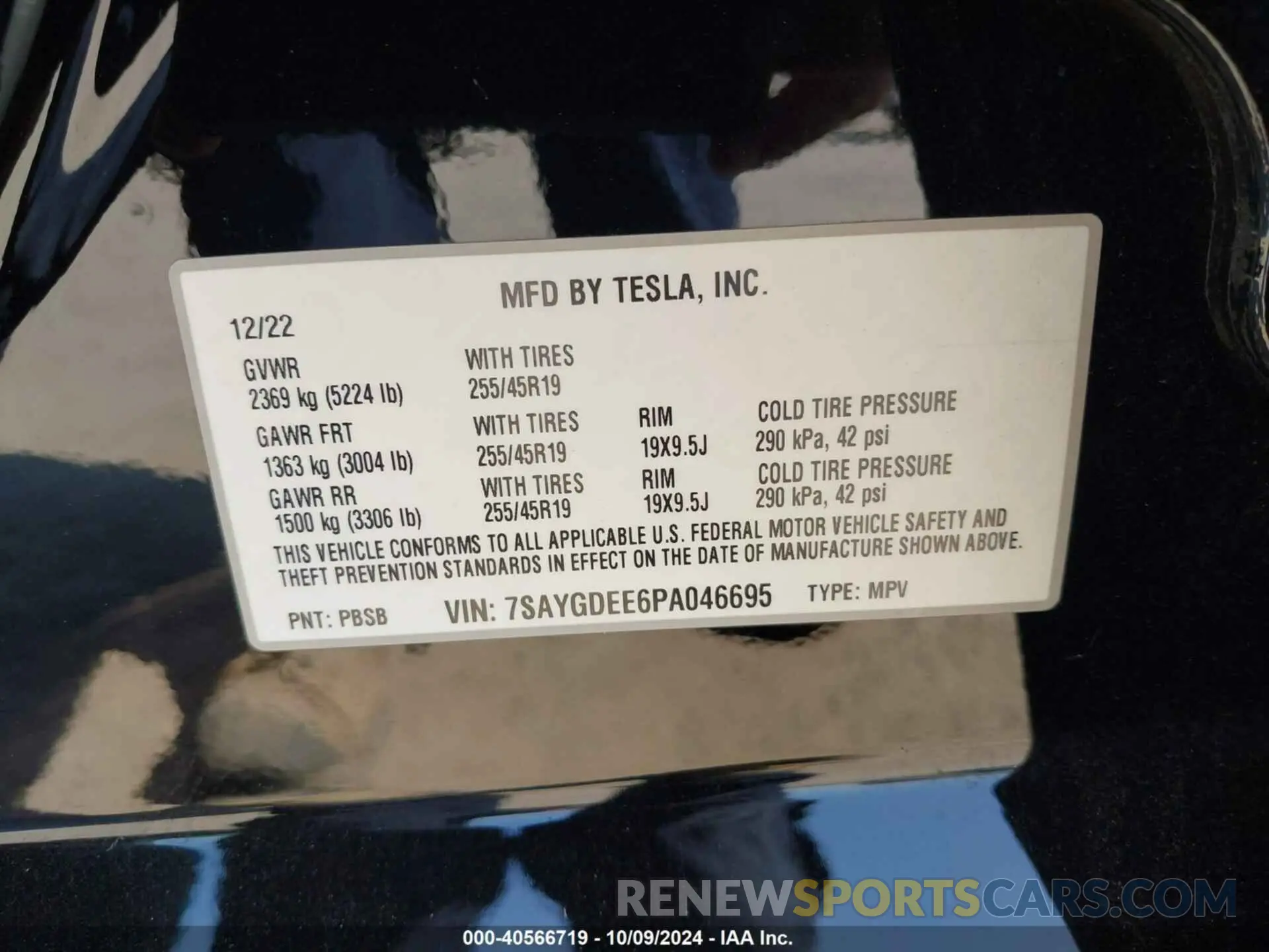 9 Photograph of a damaged car 7SAYGDEE6PA046695 TESLA MODEL Y 2023