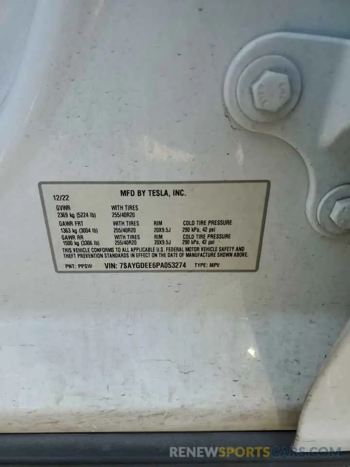 12 Photograph of a damaged car 7SAYGDEE6PA053274 TESLA MODEL Y 2023