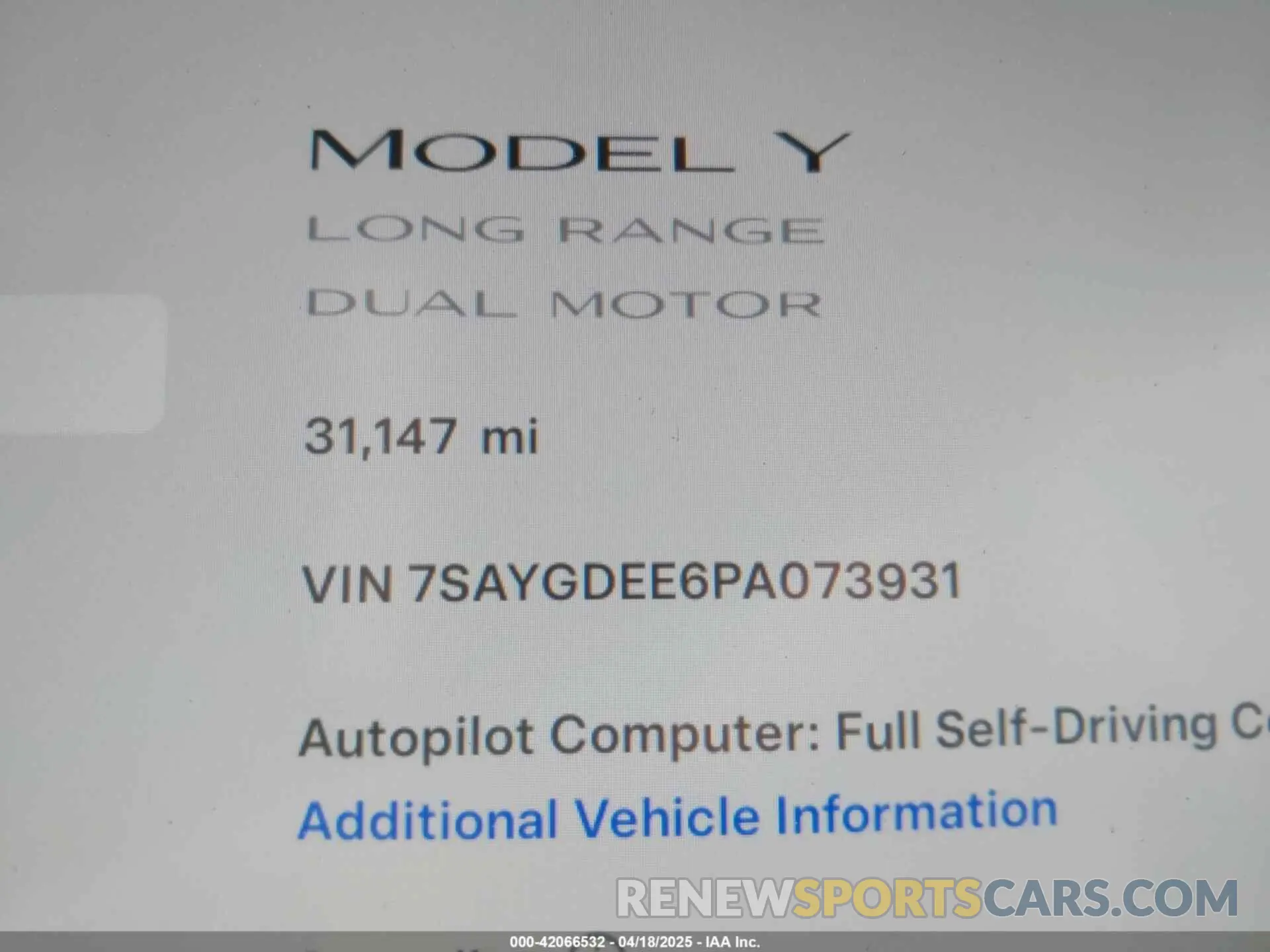 16 Photograph of a damaged car 7SAYGDEE6PA073931 TESLA MODEL Y 2023