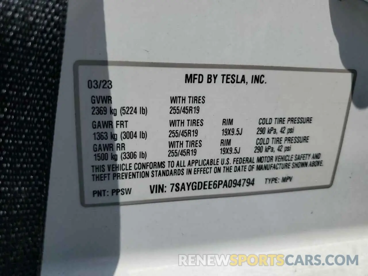 13 Photograph of a damaged car 7SAYGDEE6PA094794 TESLA MODEL Y 2023