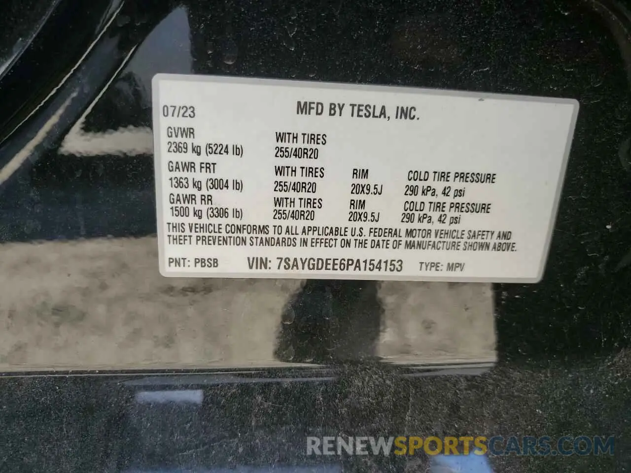 13 Photograph of a damaged car 7SAYGDEE6PA154153 TESLA MODEL Y 2023