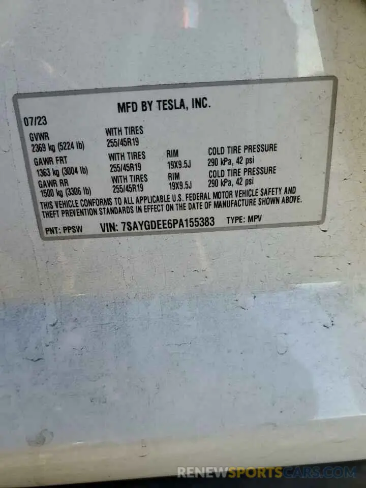 14 Photograph of a damaged car 7SAYGDEE6PA155383 TESLA MODEL Y 2023