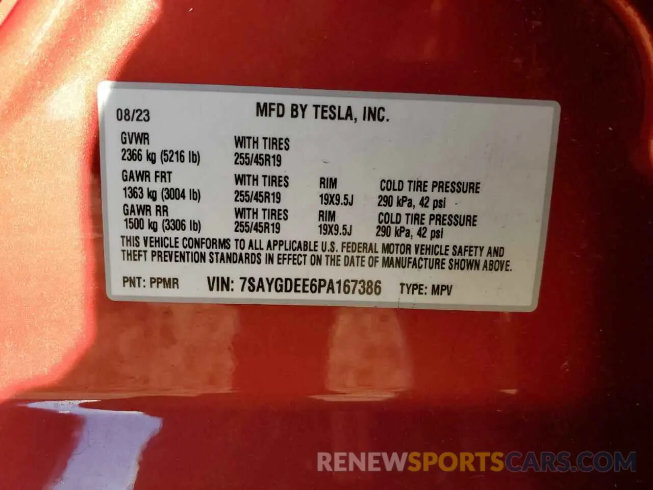 15 Photograph of a damaged car 7SAYGDEE6PA167386 TESLA MODEL Y 2023