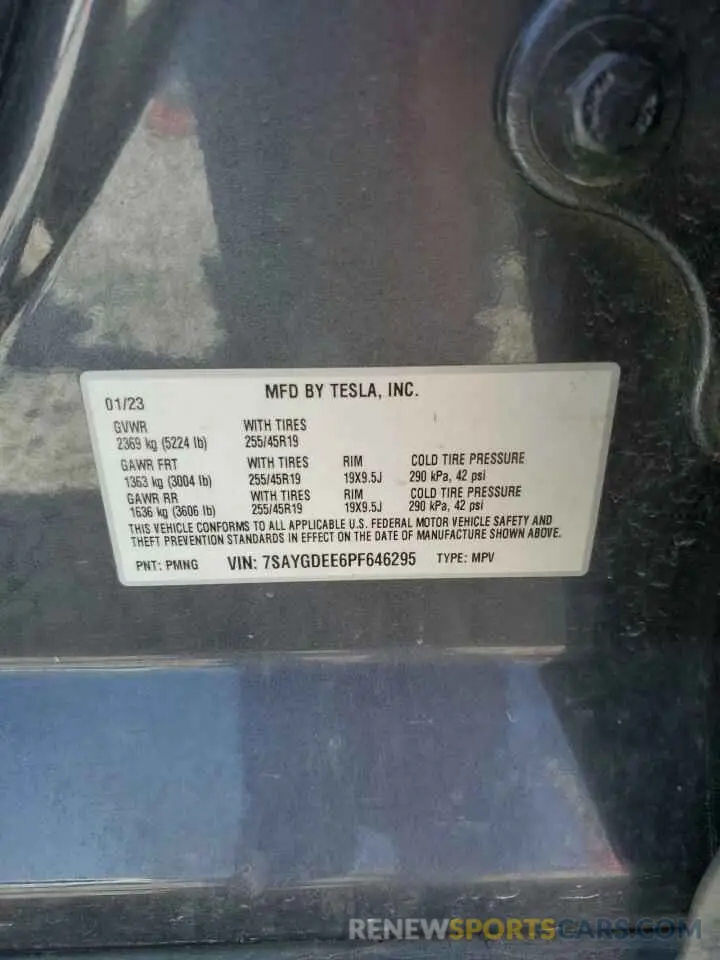 13 Photograph of a damaged car 7SAYGDEE6PF646295 TESLA MODEL Y 2023