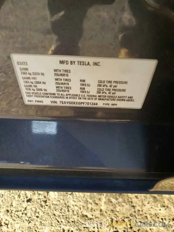 12 Photograph of a damaged car 7SAYGDEE6PF701344 TESLA MODEL Y 2023