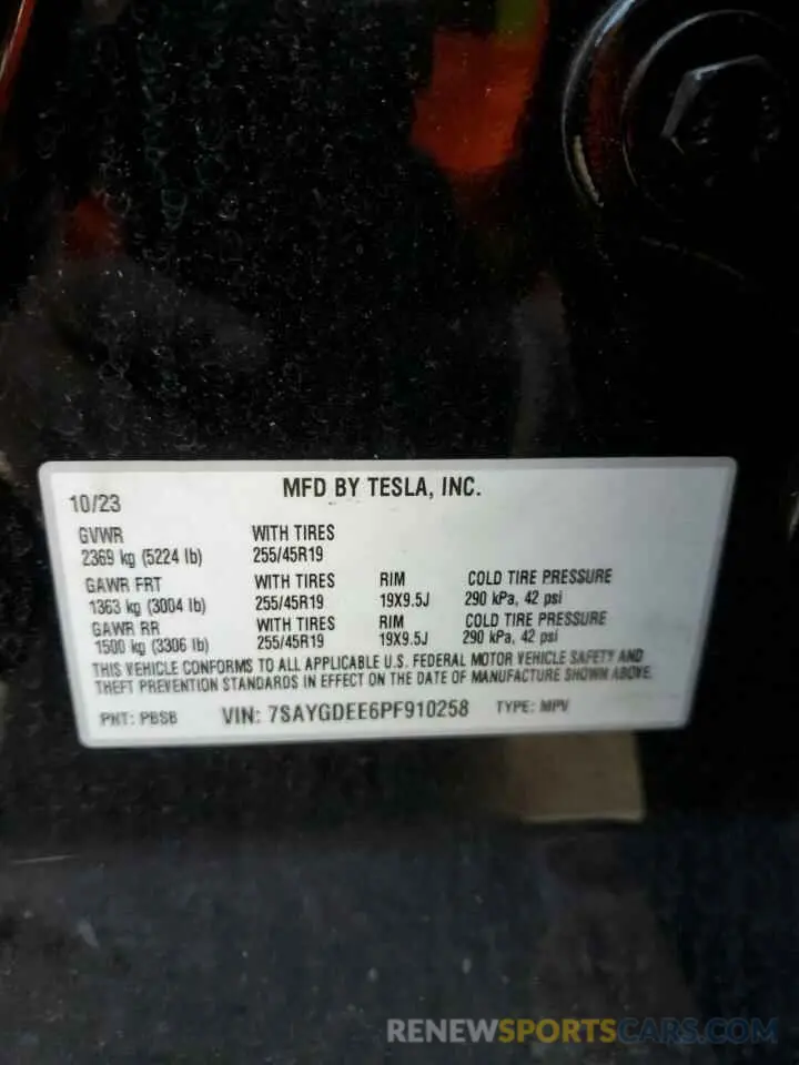 13 Photograph of a damaged car 7SAYGDEE6PF910258 TESLA MODEL Y 2023