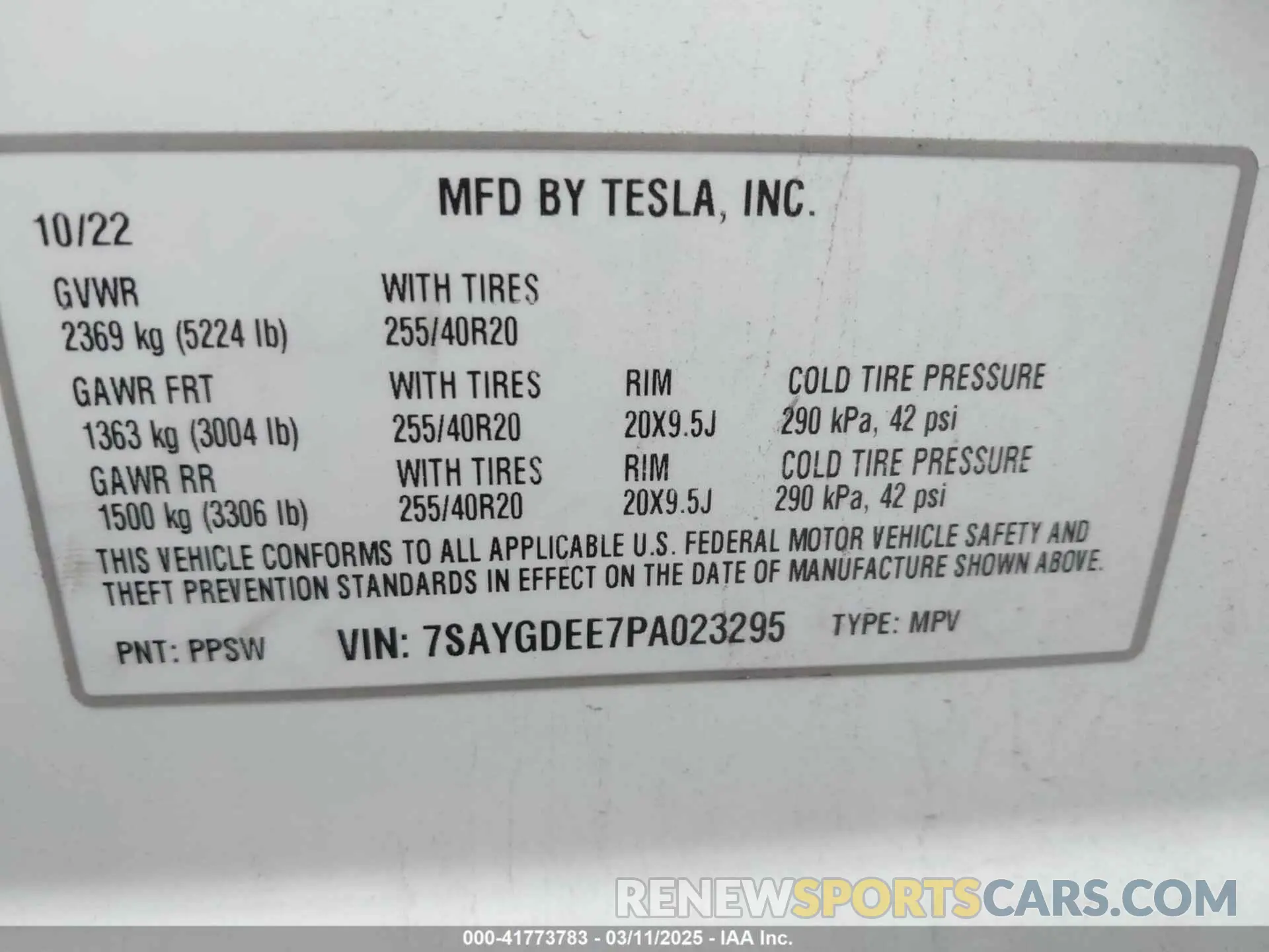 9 Photograph of a damaged car 7SAYGDEE7PA023295 TESLA MODEL Y 2023